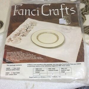 Vintage FanciCrafts Elsa Williams Stamped Embroidery Kit 4 Placemats 8 Napkins